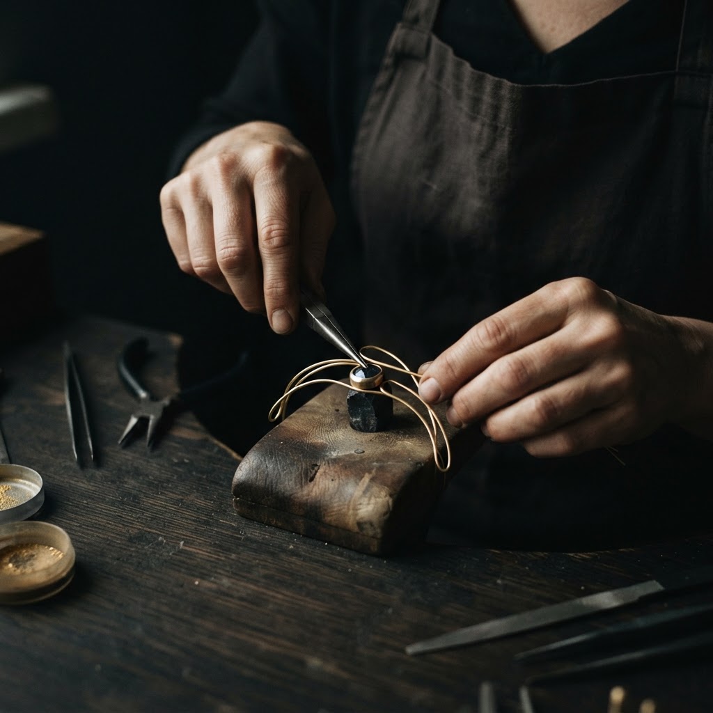 Le geste donne au métal sa mémoire. Une ligne se courbe, une matière répond, et le temps laisse apparaître le Fil d’Or.